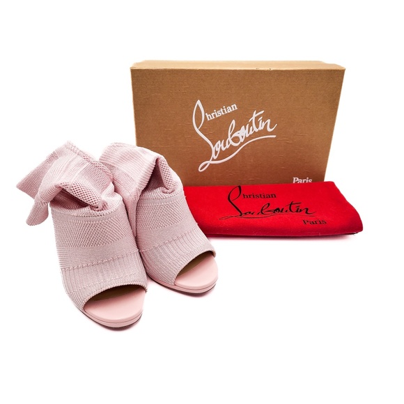 Christian Louboutin Cheminene 120 Pink Stretch Sock Mules Heels EU 37 - Picture 10 of 10